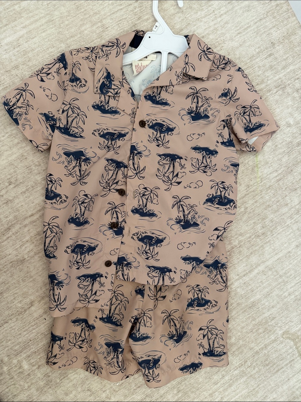 Panama Jack Beige and Navy Palm Island Kids Matching Set